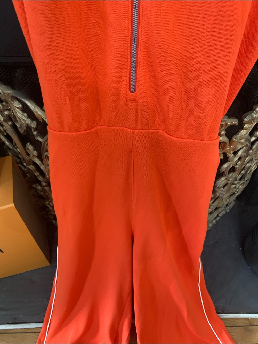SPANX Sleeveless Zip-Front Orange Pants Jumpsuit - Picture 7 of 13